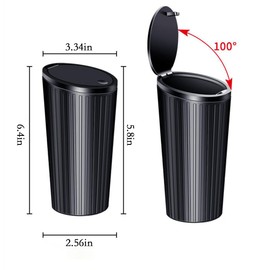 Car Trash Can Bin with Lid with 60pcs Trash Bags,Leak Proof Trash Garbage Bin Car Accessories for Interior Fits Car Cup Holders Car Organizers and Storage for Home Office (Black)