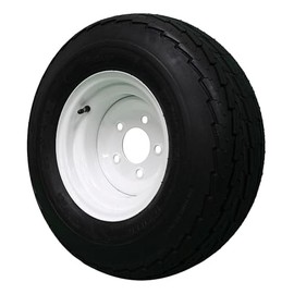 (Single) 205/65-10 20.5x8.0-10 10 ply Load Range E Super Durable Antego Trailer Tire Wheel Assy - 5 Lug White Rim