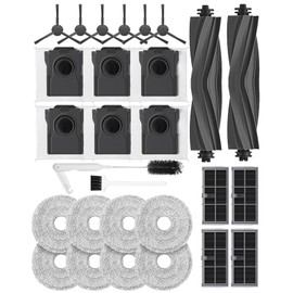 iRobacc 28 PCS Replacement Parts for Dreame L10s Pro Ultra Heat/X30 Ultra/Mova E30 Ultra/L10s Ultra gen 2/L40s Ultra AE/CE, 2 Main Brushes,8 Mop Pads,6 Carbon Dust Bag,4 Carbon Filters,6 Side Brushes