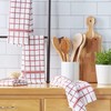 DII Basic Terry Collection Windowpane Dishtowel Set, 16x26, Barn Red,