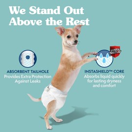 Simple Solution Einweg-Hundewindeln für Hündinnen, echte Passform, saugfähig, auslaufsicher, mit Nässeindikator, XS-Welpen- und Hunde-Periodenunterlage und Urinwindel, für Spielzeugtiere, 22,9-35,6