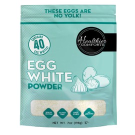 Healthier Comforts Egg White Protein Powder | Pure Dried Egg Whites, Unflavored | Pasteurized, Ready to Eat, Gluten Free, Made in USA | Perfect for Shakes, Meringue, Royal Icing, Baking (7 oz)