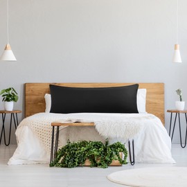 PiccoCasa Brushed Body Pillowcases with Roll Rim, Soft Breathable Delicate Piping Pillow Covers with Zipper Closure Black 50x140cm (4ft. 6in.)