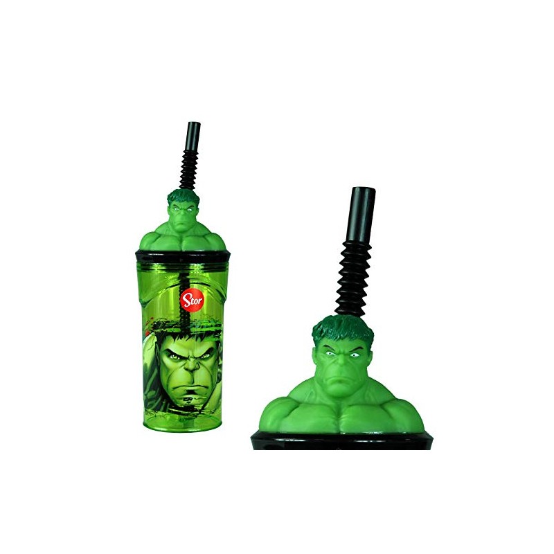The Hulk 3D Figurine Plastic Tumbler Beaker with Flexi Straw