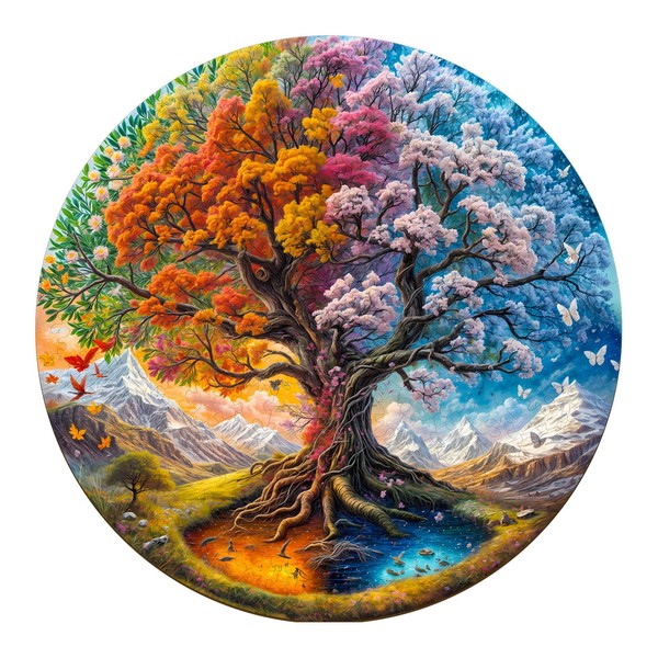 KAAYEE Wooden Puzzles for Adults, Seasonal Tree of Life Jigsaw