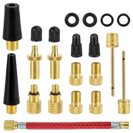 Bicycle Valve Adapter Set, 21 All Valve Adapters Bicycle, Car Valve Adapter and French Valve Adapter, Car Valve Adapter, Valve Adapter for Ball Needle Air Pump and Compressor with Sorting Box