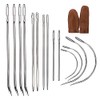 16 Pcs Leather Sewing Needles,Heavy Duty Sewing Needles Kit Include Curved Needle,Sack Needle,Hand Sewing Needle,Finger cots,Leather Needles for Upholstery,Leather Craft,Carpet Canvas Repair