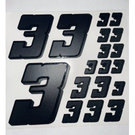 Unbranded Matte Black-w/ Shiny Black Outline Matte Shadow #3’s Racing Numbers  Rc Box L3
