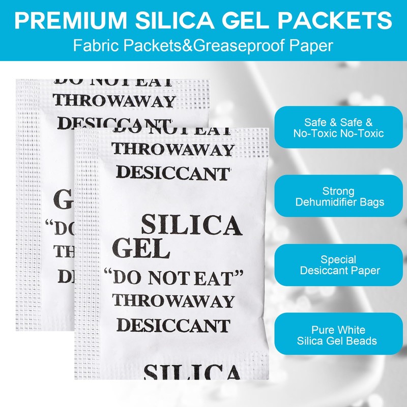 Threlaco 1000 Pcs 2 Gram Silica Gel Packets Desiccant Packs