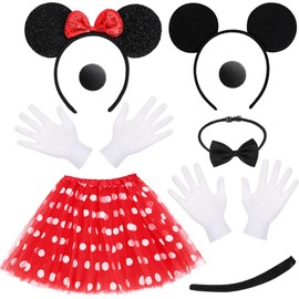 BOARDFEB Mouse Costume Adult, 2 Sets Mouse Costume Mini Mouse Costume Women's Mini Mouse Costumes Adult for Carnival Theme Party Cosplay Party Costumes