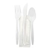 White Medium Weight Plastic Cutlery Kit with a Fork, Knife,