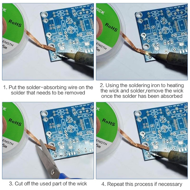 Solder Wick Braid with Flux No-Clean Electronic, Desoldering Wick Braid