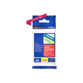 Brother TZe-435 Labelling Tape Cassette, 12 mm (W) x 8 m (L), Laminated, Brother Genuine Supplies - White on Red