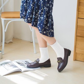 Mcool Mary Womens Socks, Womens Crew Socks Casual Thin Breathable Knit Cotton Comfy White Dress Socks for Women 6-pair Pack