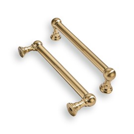 khtumeware 2 Pack 3-3/4 Inch Hole Center Brushed Brass Cabinet Pulls Heavy Duty Solid Warm Brass Cabinet Handles cabinets Dressers Kitchens Handles Bathroom cabinets