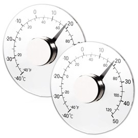 2 Stk Fensterthermometer für den Außenbereich, Außenthermometer Fensterscheibe Außenthermometer Fahrenheit/Celsius Grad, Batteriefreies Selbstklebendes Wasserdichtes Heimthermometer Durchmesser 11cm