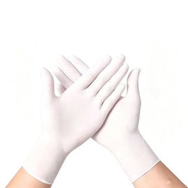 [Xwyy] 使い捨てゴム手袋 ホワイト 厚手タイプ Mサイズ 生法適合 粉なし キッチ阿ン・掃除・家事用 100枚入り
