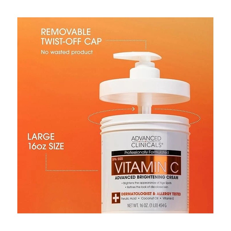 Advanced Clinicals Vitamin C Cream. Advanced Brightening Cream. Anti-aging cream