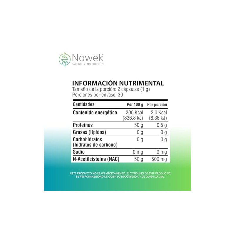 Nowek Nac Cápsulas Suplemento Alimenticio Ingredientes Naturales Frasco