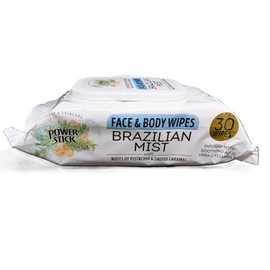 Generic Power Stick for her Brazilian Mist Face & Body Wipes | 30 wipes | Pack of 1 | Infused with Aloe Vera & Vitamin E | Notes of Pistachio & Salted Caramel | Vegan