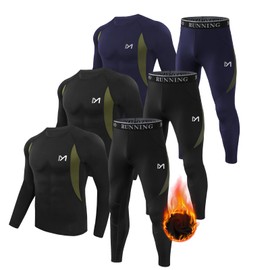 MEETYOO Thermal Underwear for Men 3 Sets Long Johns Fleece Lined Hunting Gear Bottom Top Set Base Layer Cold Weather