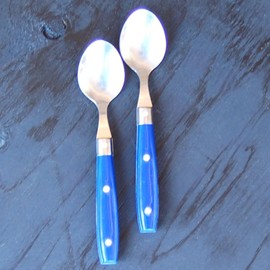 Bistro Cutlery, Cafe Spoons, Filet Collection, Made in France, NERON Marine, Set of 2, Teaspoon, Dishwasher Safe, Navy, Marine