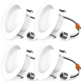 Sunco 4 Pack LED Recessed Lighting 4 Inch, 3000K Warm White, Dimmable Can Lights, Baffle Trim, 11W=90W, 660LM, Damp Rated, Retrofit Installation - ETL