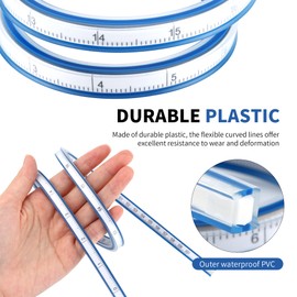 Pack of 2 Flexible Curve Ruler, Curve Ruler Made of Flexible Plastic, Measuring Tool for Precise Drawing of Painting Graphics and Dress Design (30 cm & 60 cm)