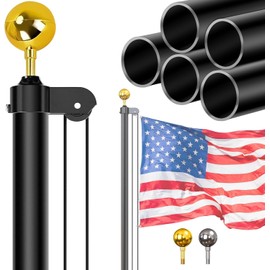WeValor 25 Ft Super Thick Flag Pole Kit -13 Gauge Heavy Duty Aluminum Flagpole with 3x5 American Flag - Outdoor Sectional Flagpoles for Yard, Residential, and Commercial