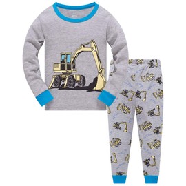 TEDD Boys Pyjamas Excavator Nightwear Cotton Toddler Clothes Kids Sleepwear Winter Long Sleeve Christmas Pjs Sets 2 Piece Outfit Xmas Gift 3-4 Years