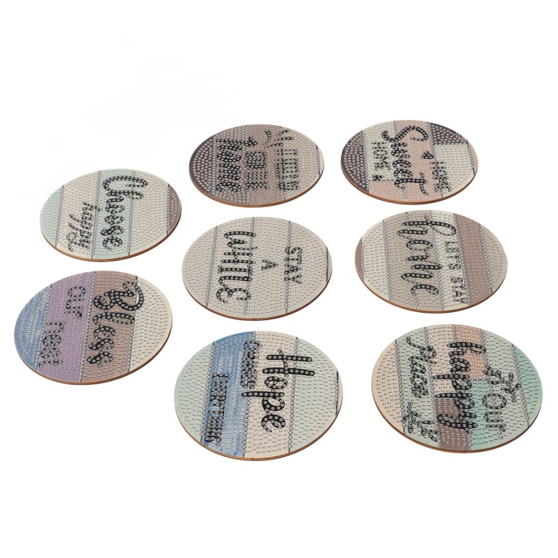 8Pcs Rhinestone Painting Coasters Assorted Style Strong Stickiness Odourless Coaster