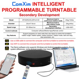 Programmable Motorized Electric Turntable Rotating Display Stand Rotating Platform Spinning Platform Secondary Development Motorized Electric Lazy Susan for 3D Scaner or Display with USB/Wi-Fi