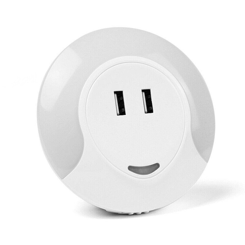 Dual USB Port LED Night Light for USB Charging Devices