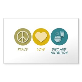 CafePress Peace Love Diet and Nutrition Rectangle Sticker Rectangle Bumper Sticker Car Decal
