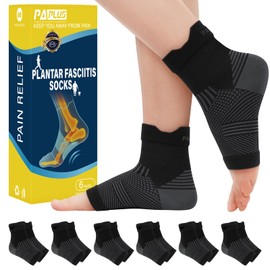 PAPLUS 6 Pairs Ankle Brace for Women and Men, Achilles Tendonitis, Plantar Fasciitis Relief, Ankle Compression Socks Sleeves for Arch Support