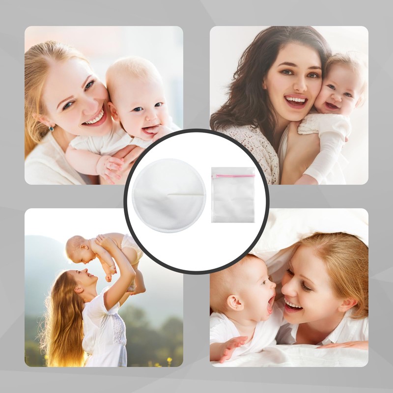 Washable Nursing Pads, Pack of 6, White, Washable Nursing Pads,