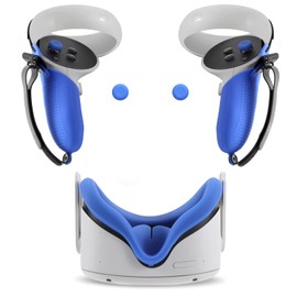 VR Accessories for Meta/Oculus Quest 2 Controller Grips,VR Controller Grip Cover and 2Pcs VR Silicone face Pads(Blue)