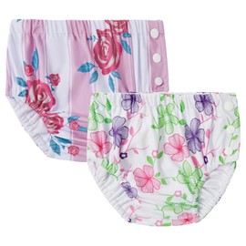 Durio 2Pcs Swim Diapers for Baby Reusable Swim Diapers Toddler Newborn Washable Swim Diapers Water Diapers Swimming 01 Flowers 2T-3T