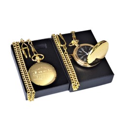 Engraved Best Man Pocket Watch - Wedding Groomsmen Gifts for Men - Chain, Box and Engraving Included, Comes in 4 Colors (Gold Polished)
