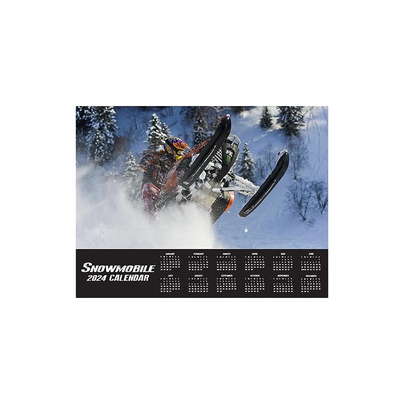 2024 SNOWMOBILE Deluxe Wall Calendar Snowmobiling Action