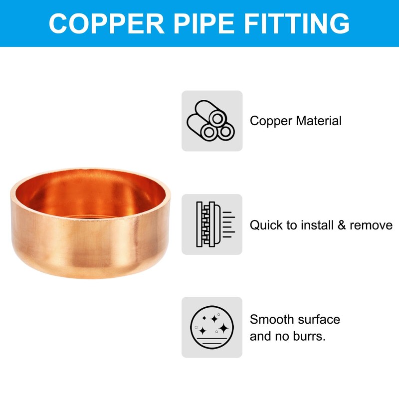 PATIKIL 3" Copper Pipe End Cap, 1Pcs Copper Fitting Cap