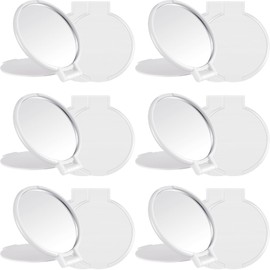 Jetec 12 Pieces Mini Folding Mirror Round Compact Mirror Portable Pocket Mirror Makeup Small Mirror Vintage Portable Travel Makeup Mirror for Women Girls (White)