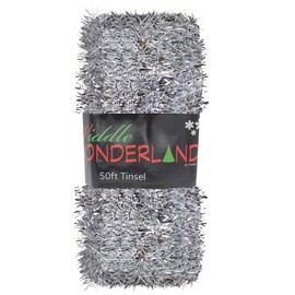 Widdle Gifts 50ft x 3cm Silver Tinsel Extra Long 15 Metre Christmas Decoration, Crafting, Christmas Trees and party Decorations (silver)