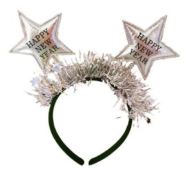 Losuya Pack of 2 Happy New Year Headband with Star Boppers Gold Silver 2025 New Year Headband Headwear Party Decorations