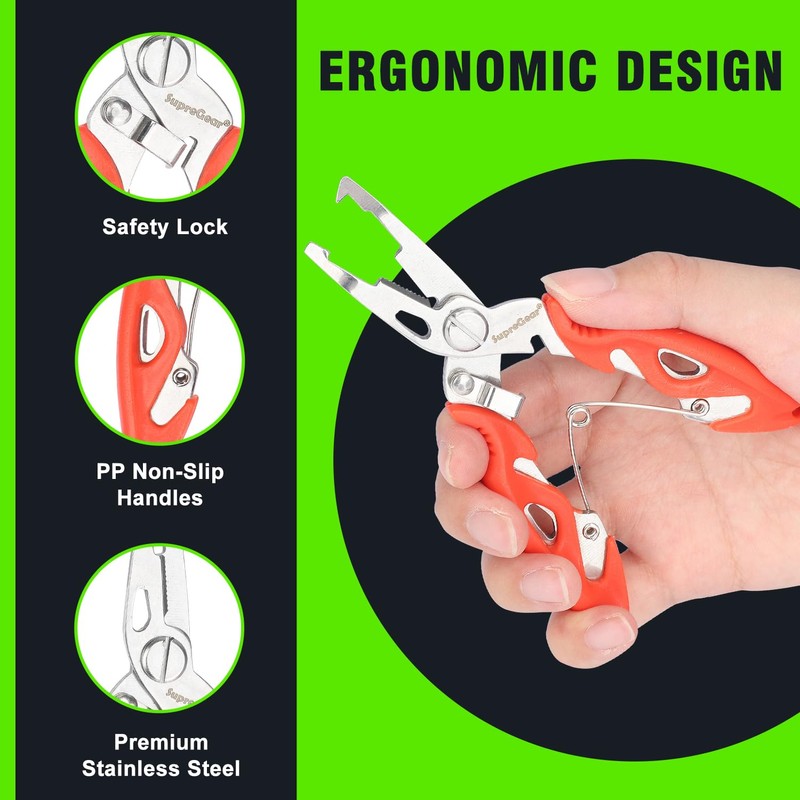 supregear Mini Fishing Pliers, Multi-Function Stainless Steel Tools with Split