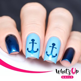 Whats Up Nails - Anchor Nail Vinyl Stencils for Nail Art Design (2 Sheets, 40 Stencils Total)