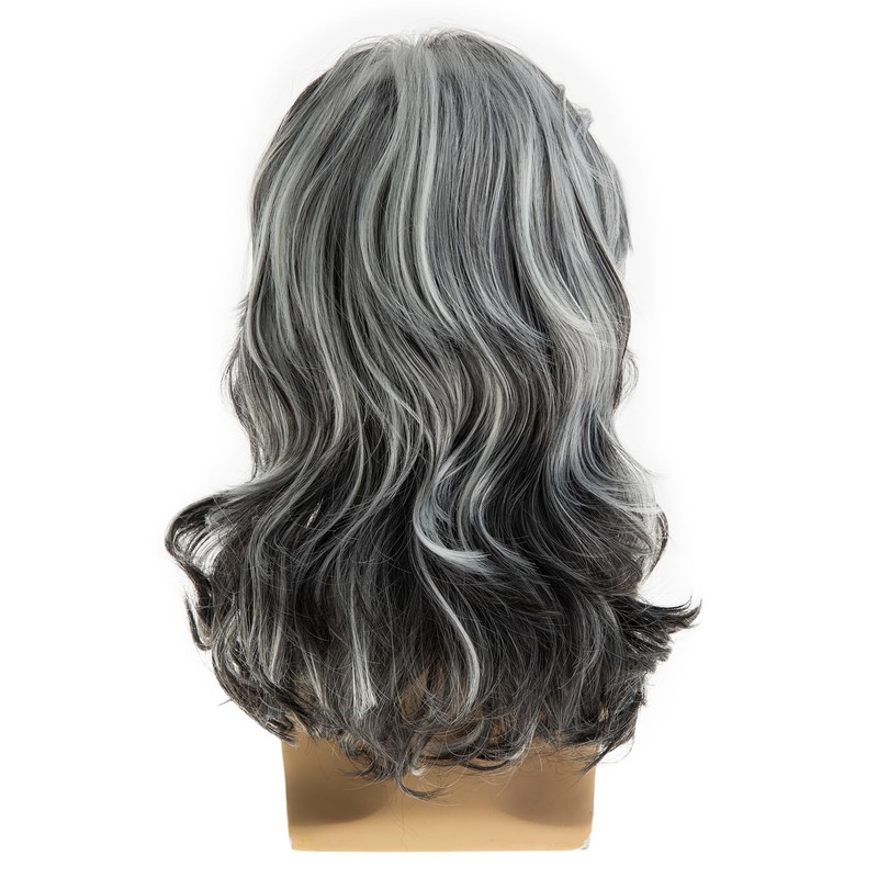 Baruisi Long Wavy Grey Wigs for Men Synthetic Layered Wavy