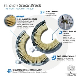 Teravan Curved Wash Brush for Exhaust Stack Pipes with Natural Tampico Fiber, Truck Cleaning Brush, Ideal Scrub Brush for Truck Exhaust Stack Pipes ((8"-10" Diameter)