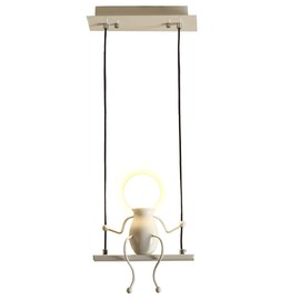 Creative LED Pendant Lighting Modern Little People Ceiling Pendant Light Fixture Adjustable Hanging Lights Kitchen Island Iron Cartoon Doll Chandeliers Bedrooms 1×E26 Baking Paint (White, One)