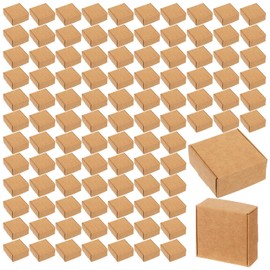 HekouJiub 100 Pcs Small Cardboard Boxes, 2.16" x 2.16" x 0.98" Mini Gift Boxes Brown Kraft Paper Packaging Boxes Foldable Shipping Box for Storage Art Crafts Jewelry Party Favors